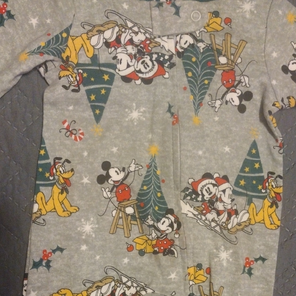 Disney Gray and Green Footies One Piece Christmas with Playful Design - Picture 2 of 3